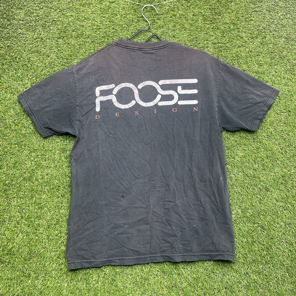 Foose Design Graphic Shirt Mens Large Black Faded Distressed Tee Grunge Skater